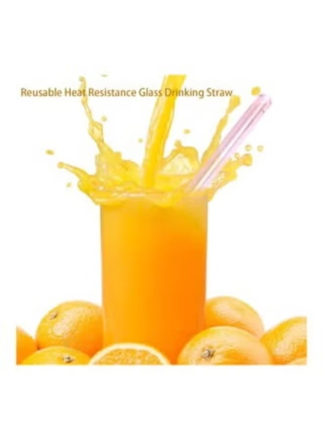 Reusable glass drinking straw,Colored spherical filter,Lip-protecting, heat-resistant,Suitable for juice,milk,water consumption,Pink - Image 4