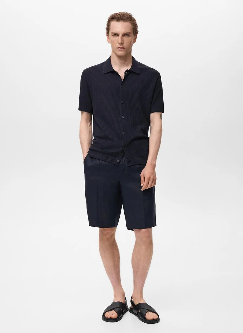 Mango Man Rib-Knit Shirt