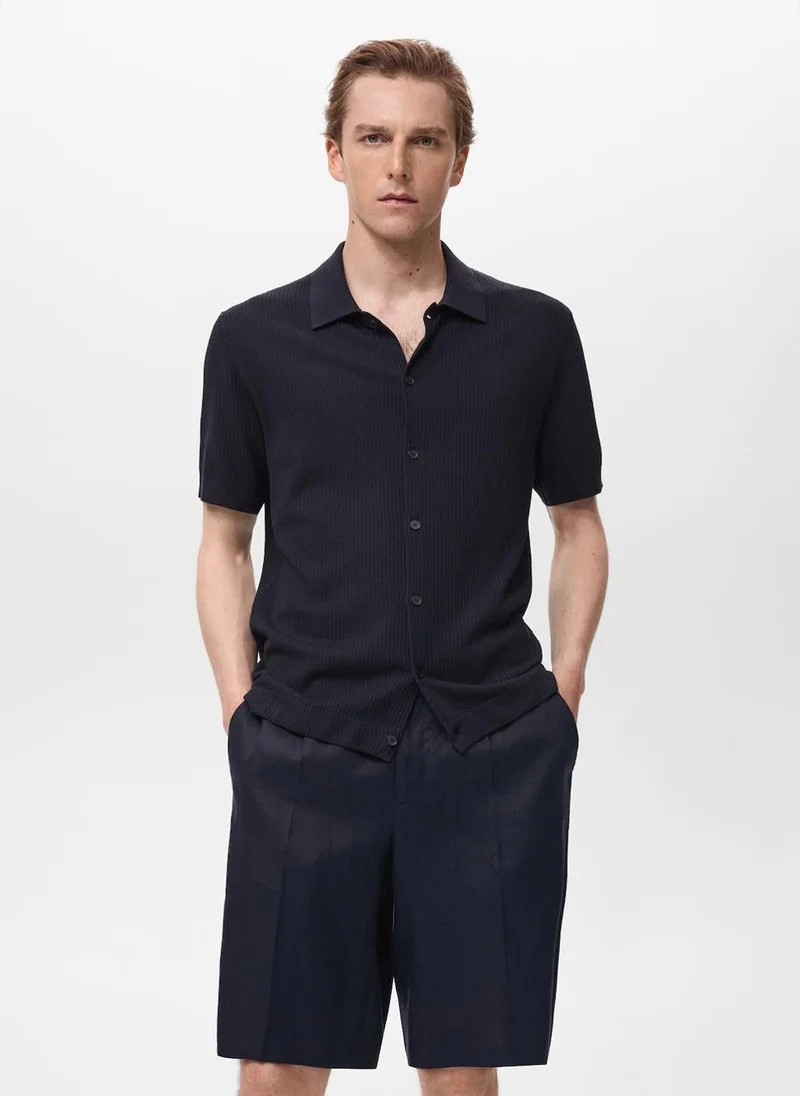 Mango Man Rib-Knit Shirt