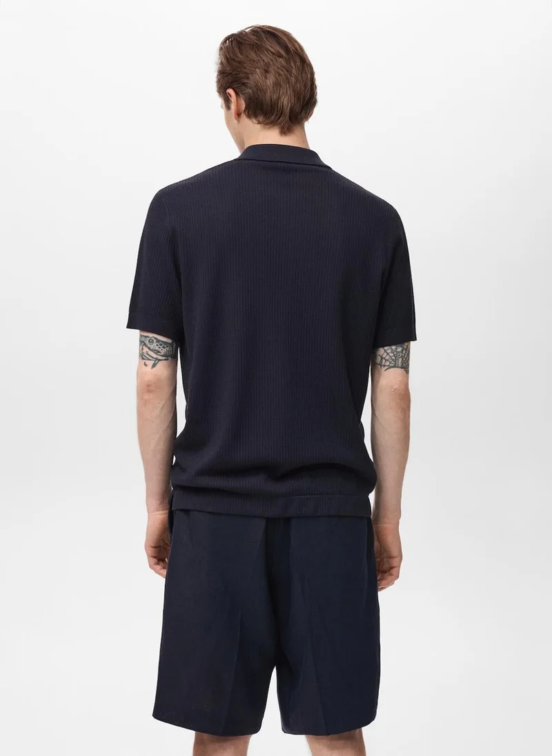 Mango Man Rib-Knit Shirt