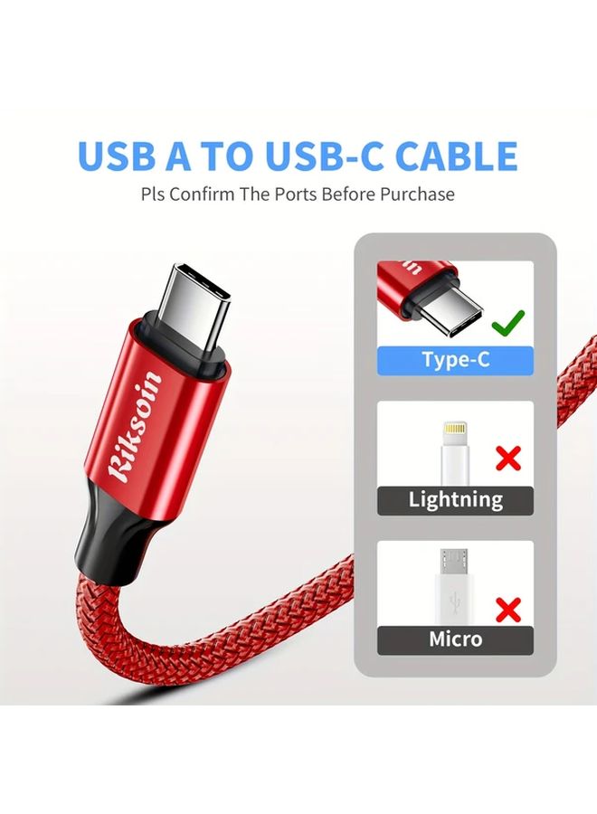 كابل USB C بإصدار 3 عبوات، بطول 3 أقدام، شحن سريع 3 أمبير، سلك مضفر بنايلون، شاحن من USB A إلى Type C - Image 4