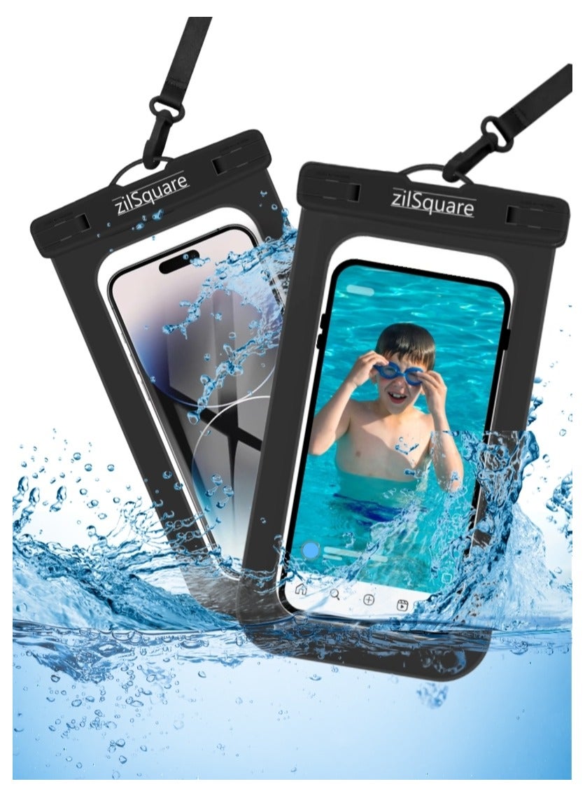 2 Pack Waterproof Phone Case IPX8 Certified 30M Underwater Pouch with Touchscreen Function & Lanyard – Universal Dry Bag Fits Phones up to 7.2" – Compatible with iPhone 16/15/14/13 Pro Max & Samsung S24/S23 Ultra