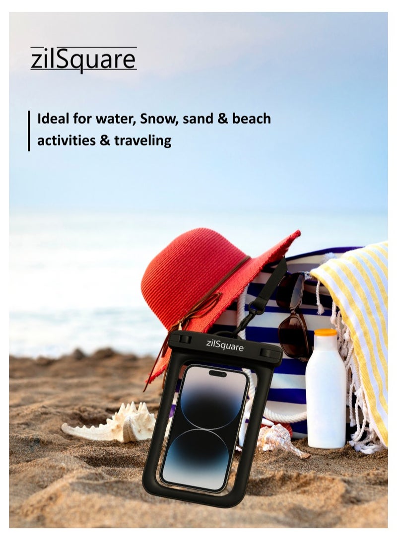 زيل سكوير جراب هاتف مقاوم للماء معتمد من IPX8، جراب تحت الماء حتى عمق 30 مترًا مع وظيفة شاشة تعمل باللمس وحبل - حقيبة جافة عالمية تناسب الهواتف التي يصل حجمها إلى 7.2 بوصة - متوافق مع iPhone 16/15/14/13 Pro Max وSamsung S24/S23 Ultra - عبوة من قطعتين - Image 5