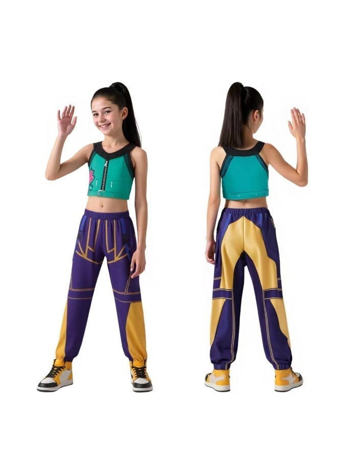 Zoey K-Pop Demon Hunters Cosplay Costume with Cropped Vest and Pants Set, Anime-Inspired Idol Outfit for Fans, Stage Performances and Costume Parties 4to5 years 110cm - Image 5