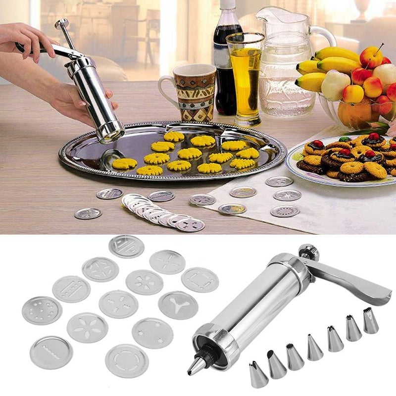 GOTOTOP Cookies Press Kit, DIY Cookies Maker Aluminium Alloy Cookies Biscuits Press Maker Kit Pastry Piping DIY Making Cake Decorating Baking Tool - Image 2