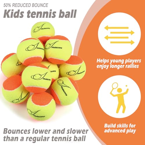 INSUM Kids Tennis Balls, 50% Pressureless Orange Tennis Balls for Kids Practice, Made of Premium Durable Felt, Idea for Teen Beginner Training (Stage-2) - Image 3