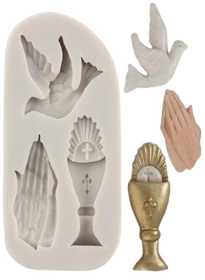 MINFEIDMS Communion Silicone Mold Dove Fondant Molds Praying Hands Candy Mold For Cake Decorating Cupcake Topper Candy Chocolate Gum Paste Polymer Clay - Image 1
