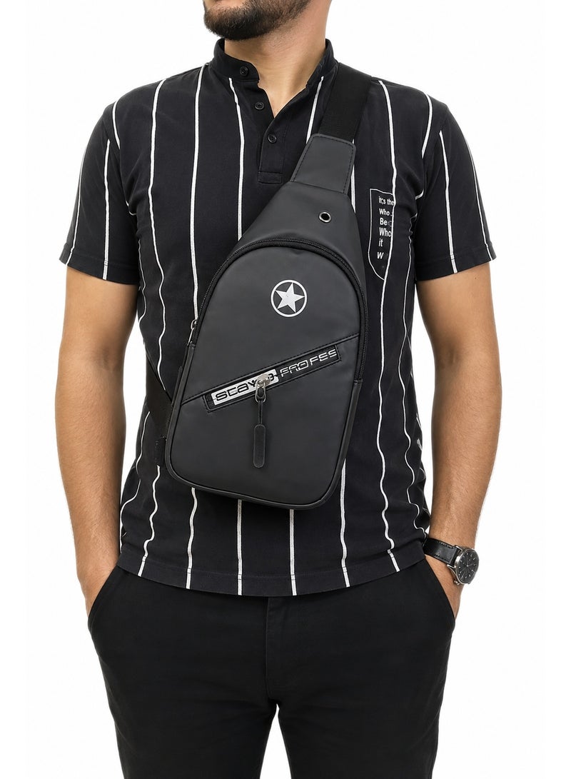 Men's Sling Bag, Crossbody Backpack, Casual Shoulder Chest Bag, Compact Lightweight Messenger Bag, Multiple Zipper Compartments, Adjustable Strap, Travel Bag, Daily Use Bag, Phone Wallet Essentials Organizer - Image 4