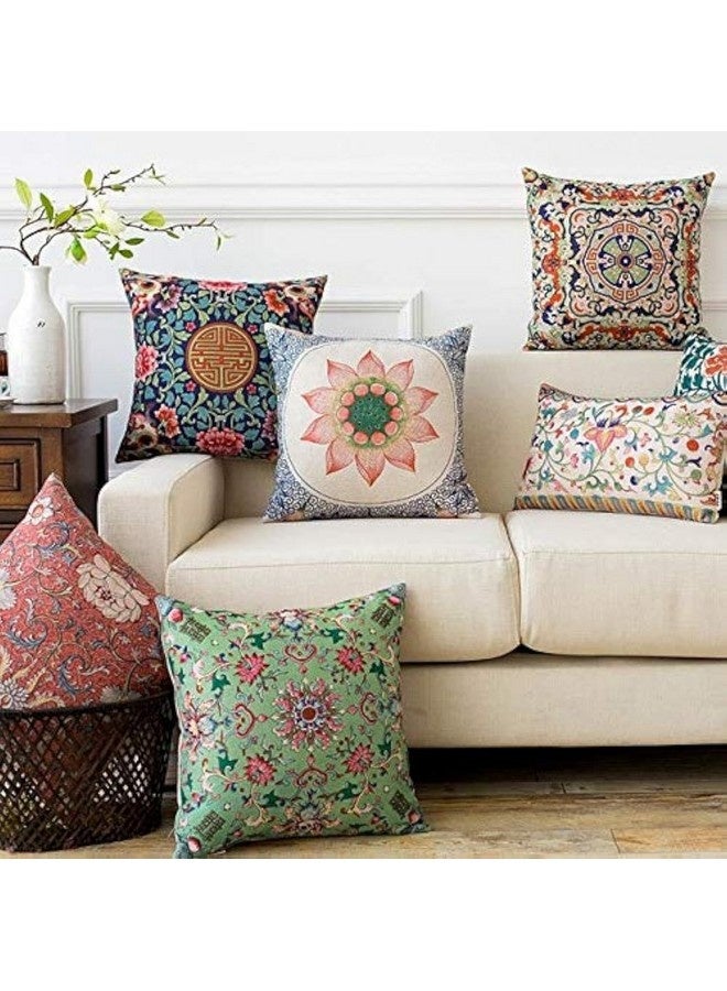 AEROHAVEN Premium Satin Turkish Designer Decorative Throw Pillow/Cushion Covers Set of 6 (16 X 16 Inch(with Sham Cover)), 150 Tc, Multi - Image 1