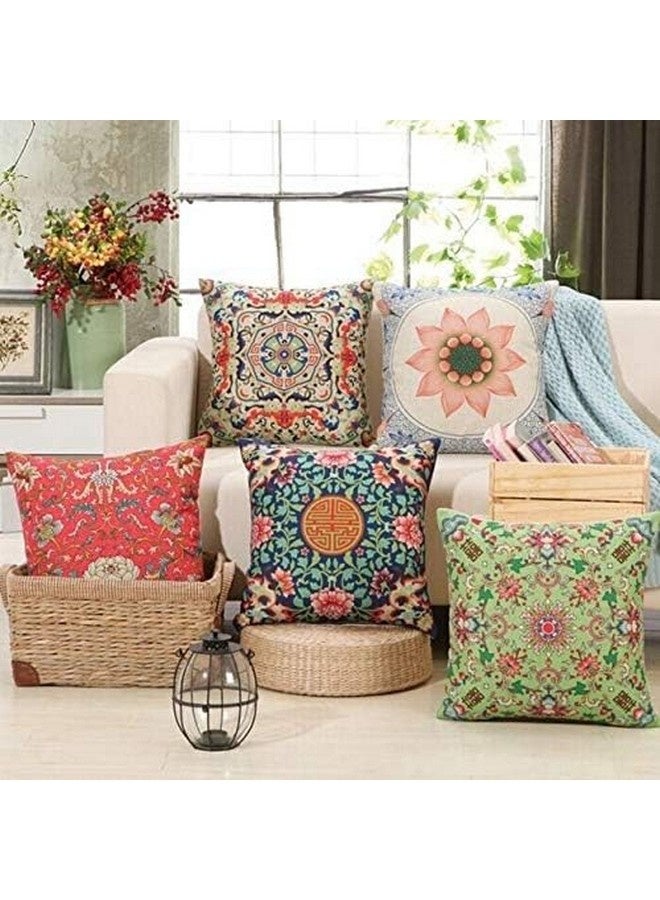 AEROHAVEN Premium Satin Turkish Designer Decorative Throw Pillow/Cushion Covers Set of 6 (16 X 16 Inch(with Sham Cover)), 150 Tc, Multi - Image 3