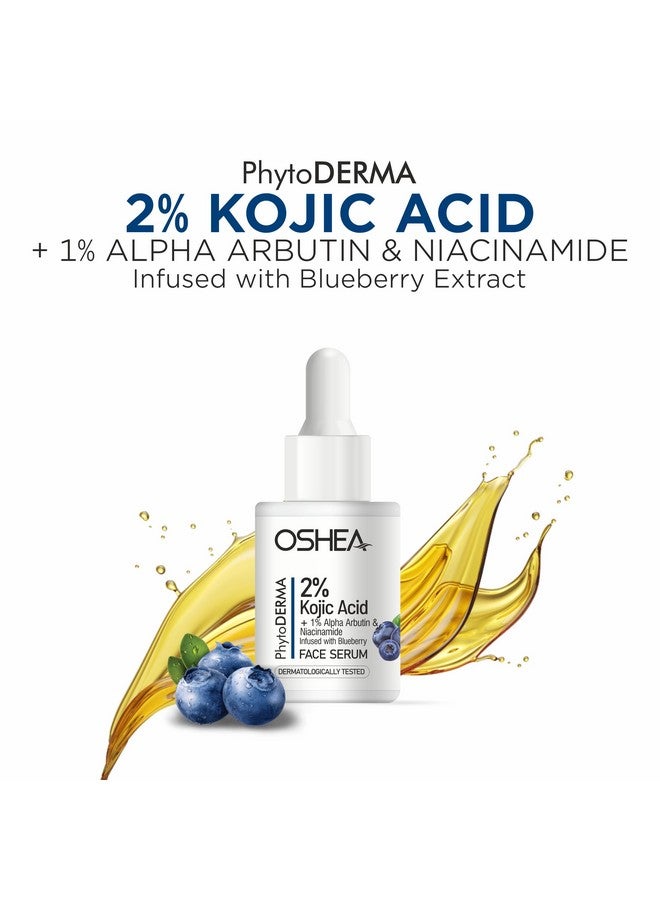 Oshea PhytoDERMA Face Serum for Men & Women 30 ml | 2% Kojic Acid with 1% Alpha Arbutin & Niacinamide | Reduces Dark Spots & Fine Lines | Infused with Blueberry Extract - Image 4