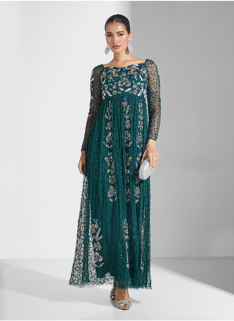 Frock and Frill Embroidered Evening Dress  - Image 4