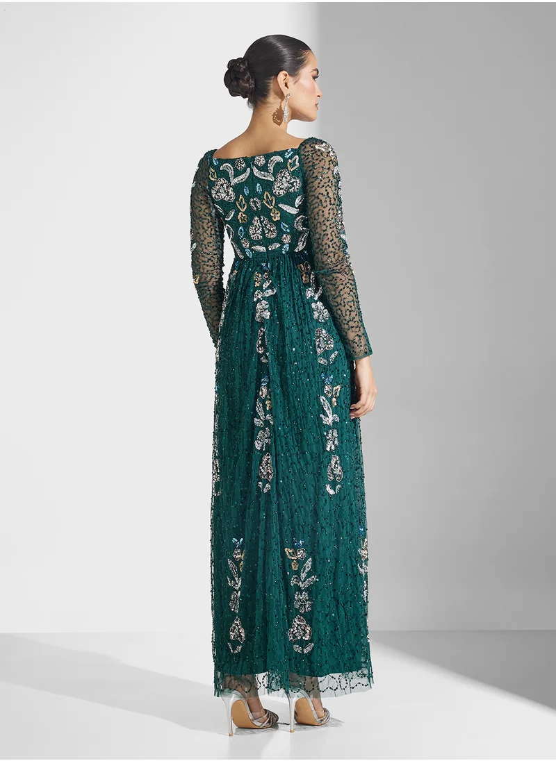 Frock and Frill Embellished Maxi Dress