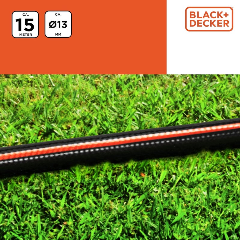 بلاك اند ديكر Black & Decker 8711252234281 خرطوم حديقة قطر 13 مم × 15 م قطع، برتقالي - Image 4