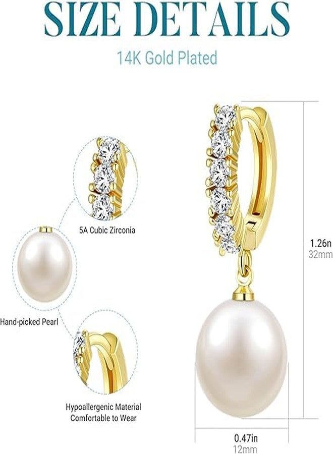 ايه إي لايف أقراط لؤلؤ متدلية من AiliFe للنساء، أقراط لؤلؤ ذهبية متدلية، أقراط لؤلؤ من الزركونيا المكعبة 5A+، مجوهرات مضادة للحساسية، هدية مثالية للسيدات - Image 4