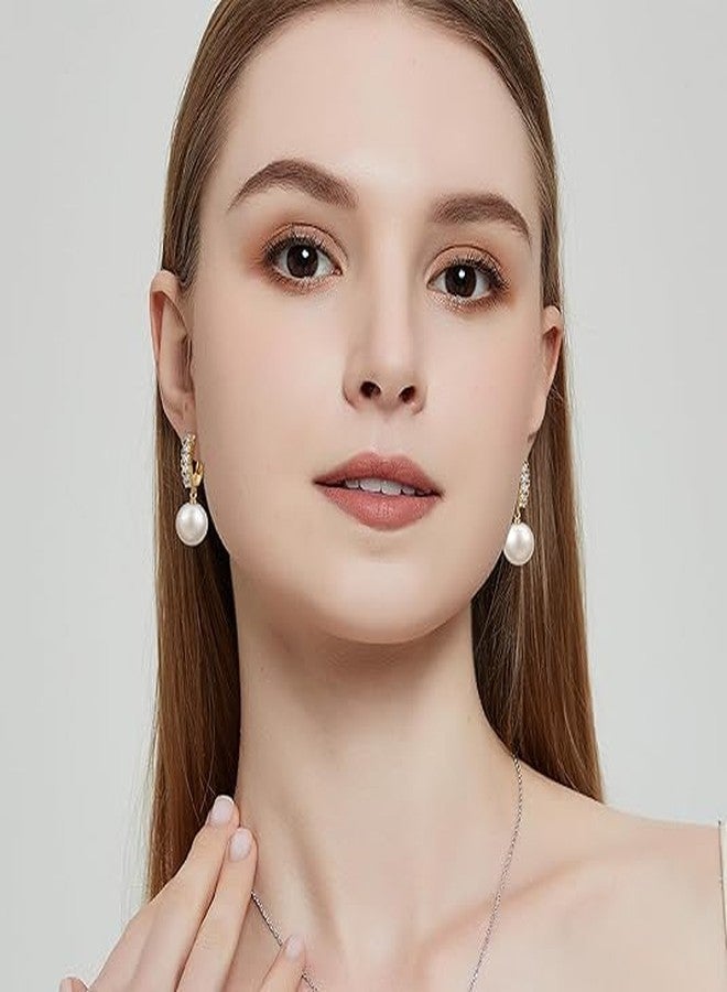 ايه إي لايف أقراط لؤلؤ متدلية من AiliFe للنساء، أقراط لؤلؤ ذهبية متدلية، أقراط لؤلؤ من الزركونيا المكعبة 5A+، مجوهرات مضادة للحساسية، هدية مثالية للسيدات - Image 2