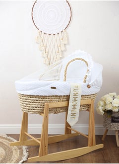 Portable Baby Moses Basket Cot With Durable Rocking Stand (white)