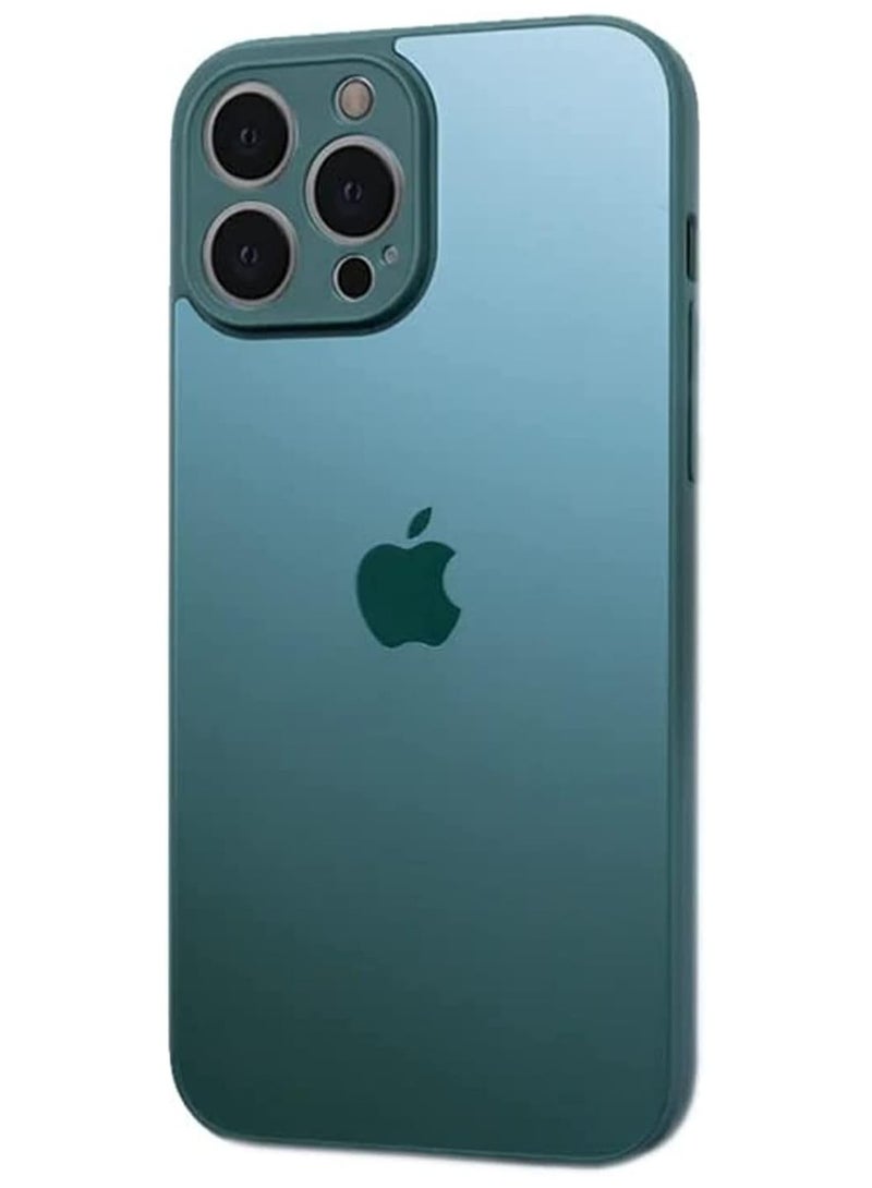 Compatible with iPhone 14 Pro ma Case[Full Camera Protection] Premium Matte Glass Shockproof Protective Phone Case Cover (cangling green) 