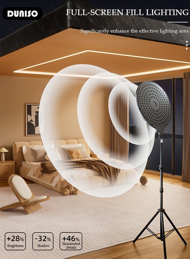 DUNISO Dimmable Full-Screen Photography Video Lighting Fill Light Professional Led Selfie Ring Light with Extendable Tripod Stand and Phone Holder for Video Recording/Makeup/Selfie/YouTube/TikTok/Podcast/Live Streaming  - Image 3