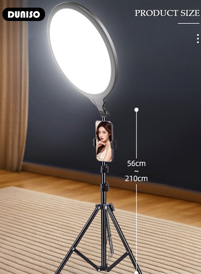 DUNISO Dimmable Full-Screen Photography Video Lighting Fill Light Professional Led Selfie Ring Light with Extendable Tripod Stand and Phone Holder for Video Recording/Makeup/Selfie/YouTube/TikTok/Podcast/Live Streaming  - Image 2