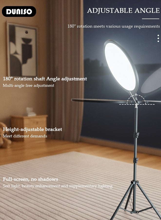 DUNISO Dimmable Full-Screen Photography Video Lighting Fill Light Professional Led Selfie Ring Light with Extendable Tripod Stand and Phone Holder for Video Recording/Makeup/Selfie/YouTube/TikTok/Podcast/Live Streaming  - Image 4