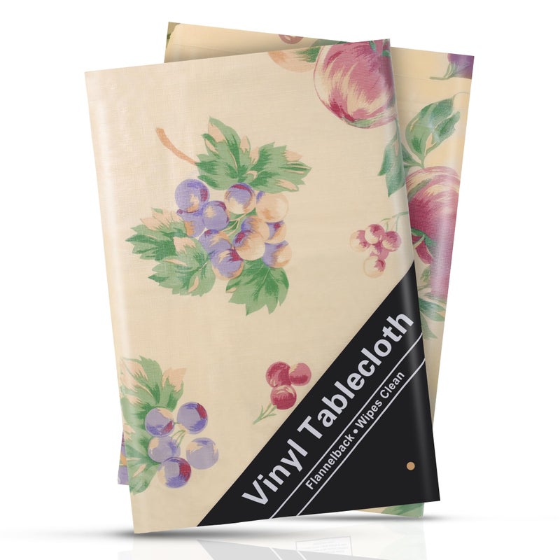 BRODER MFG. INC. Apple Delicious Design Flannel Backed Vinyl Tablecloth - 52x52 (Square) | Perfect for Picnics, Barbeques, Parties, Camping, Special Occasions, Gatherings, and Everyday Use - Image 1