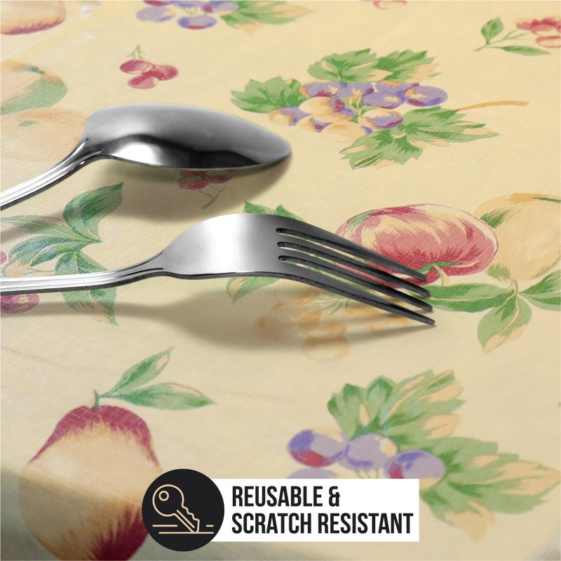 BRODER MFG. INC. Apple Delicious Design Flannel Backed Vinyl Tablecloth - 52x52 (Square) | Perfect for Picnics, Barbeques, Parties, Camping, Special Occasions, Gatherings, and Everyday Use - Image 4