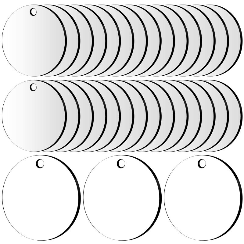 Cridoz 28Pcs Sublimation Ornament Blanks Round Sublimation Blanks Pendants Bulk for Christmas Day and Halloween Day Ornaments Supplies DIY Decor275 inches