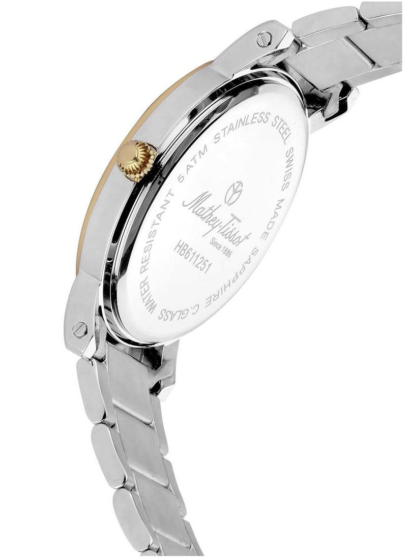 Mathey-Tissot City Metal HB611251MBR Mens Quartz Watch Analog Display Stainless Steel Strap, White  - Image 4
