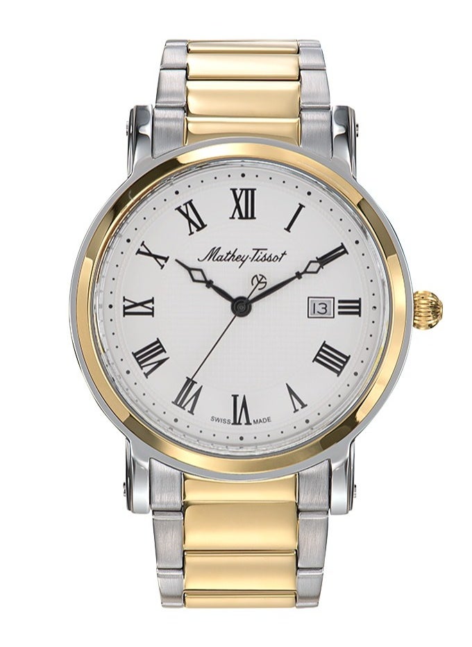 Mathey-Tissot City Metal HB611251MBR Mens Quartz Watch Analog Display Stainless Steel Strap, White  - Image 1