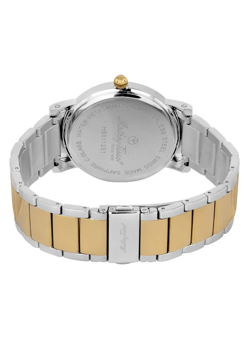 Mathey-Tissot City Metal HB611251MBR Mens Quartz Watch Analog Display Stainless Steel Strap, White