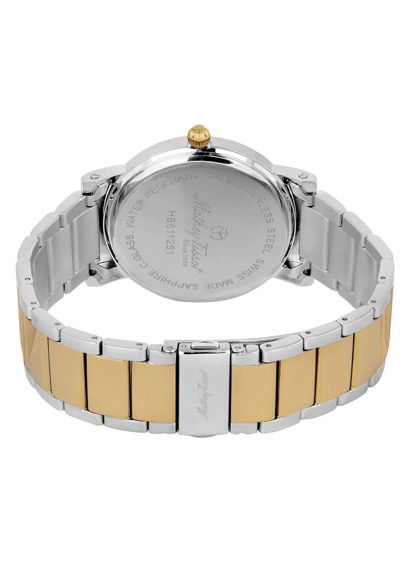 Mathey-Tissot City Metal HB611251MBR Mens Quartz Watch Analog Display Stainless Steel Strap, White  - Image 2