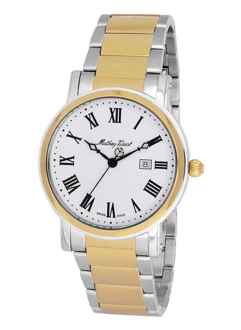 Mathey-Tissot City Metal HB611251MBR Mens Quartz Watch Analog Display Stainless Steel Strap, White  - Image 3