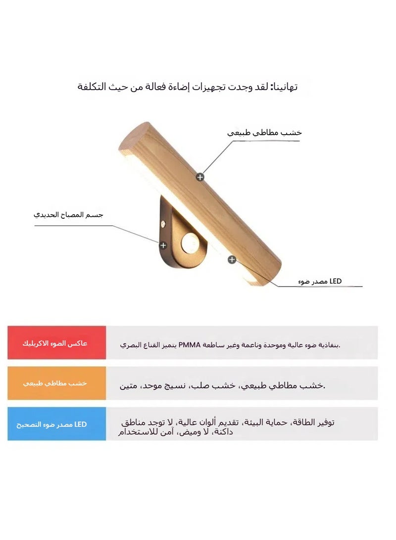مصباح سرير نوردك الحديث، مصباح جداري دوار من الخشب الصلب، مصباح دراسة معاصر لغرفة المعيشة، مصباح جداري LED للديكور، 110 فولت (32 سم) - Image 3
