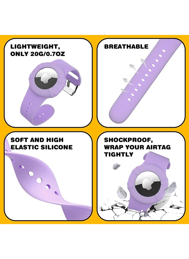 O Ozone Soft Silicone  (2 Pack) Air Tag Wristband |Bracelet for Kids |Lightweight GPS Tracker Holder For  Apple Air Tag Child's Watch Band- Black & Dark Blue  - Image 3