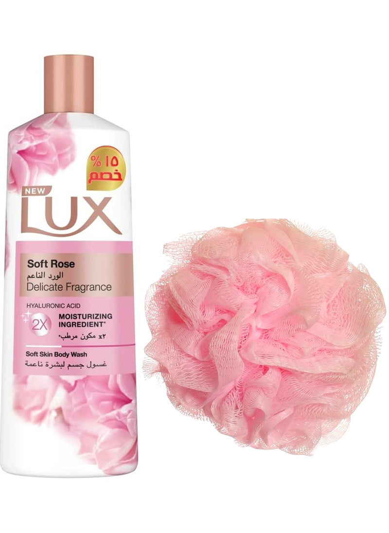 Lux Lux Shower Gel Soft Rose + Lofa Multi Color 500 ML  - Image 1