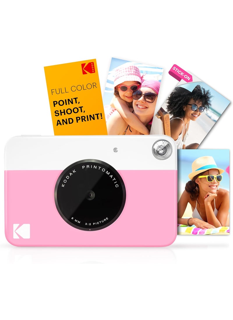 Kodak KODAK Printomatic FullColor Instant Print Camera Starter Bundle  Carrying Case  Zink 20pk Photo Paper  Colorful Photos On 2x3 StickyBack Paper  Fun Gift for Birthday Christmas Holiday  Pink  - Image 2