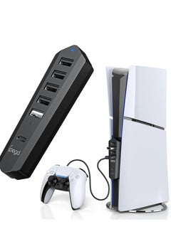 High-Speed 5 Port USB Hub for PS5 with 4 USB and 1 Type C Charging Port, Perfect for Playstation 5 Dualsense Console