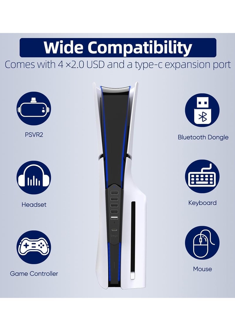 Generic - High-Speed 5 Port USB Hub for PS5 with 4 USB and 1 Type C Charging Port, Perfect for Playstation 5 Dualsense Console - Image 1