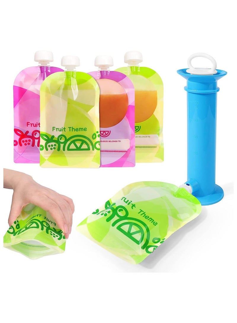 Baby Food Maker, with 4pcs reusable pouches for Toddlers Baby, Portable Baby Food Pouches Refillable Kit, with Bottom Double Lock Zipper, for Applesauce Yogurt Smoothie - Image 1