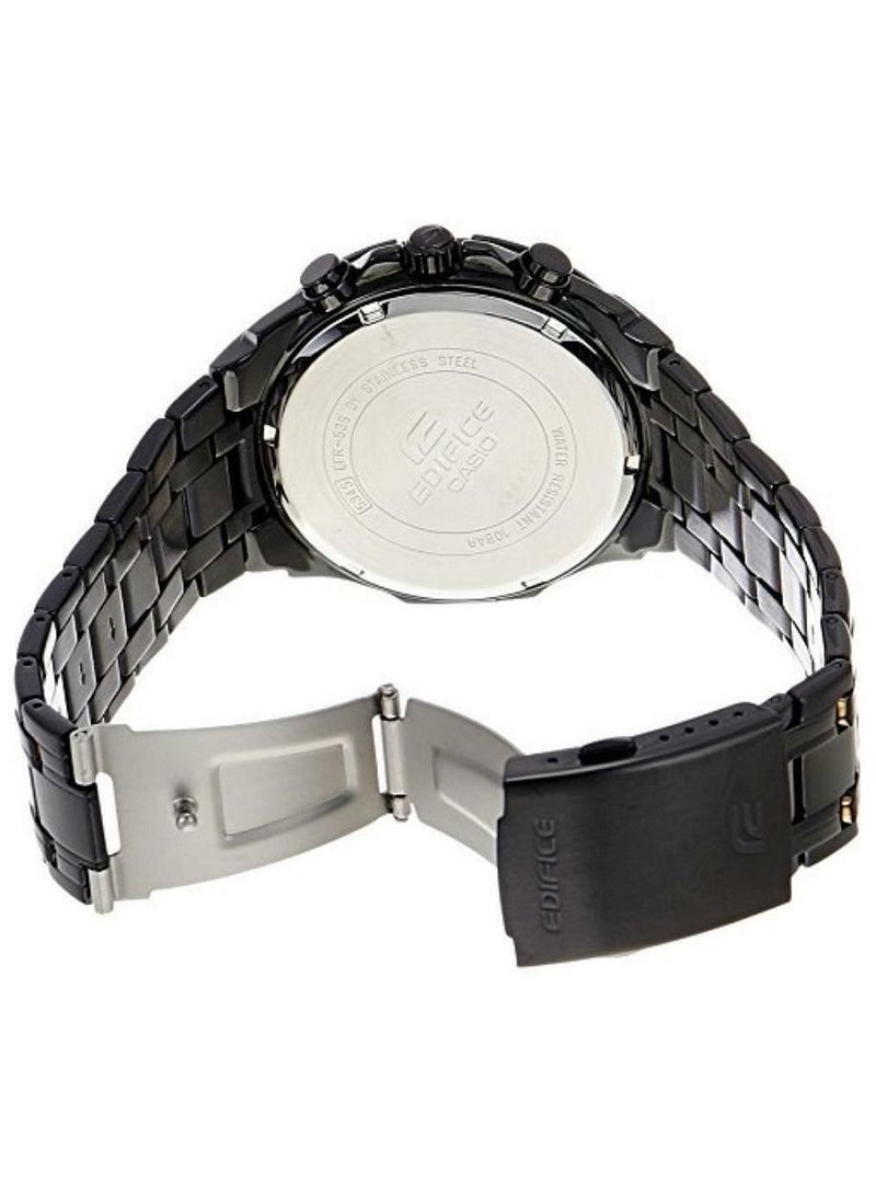 Casio Men Watch Edifice Standard Chronograph Analog Gold Dial Stainless Steel Band EFR-539BK-1AVUD - Image 3