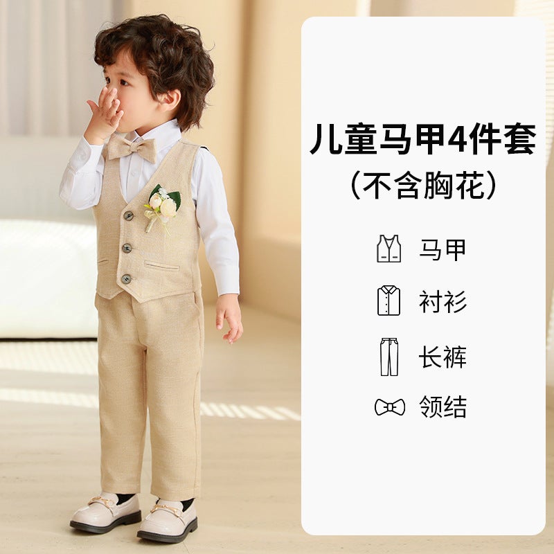 Children'S Vest Dress Suit Baby'S Birthday Host Boy Flower Girl Piano Performance Clothing - Image 1