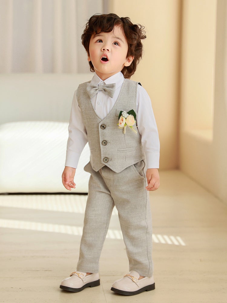 Children'S Vest Dress Suit Baby'S Birthday Host Boy Flower Girl Piano Performance Clothing - Image 3