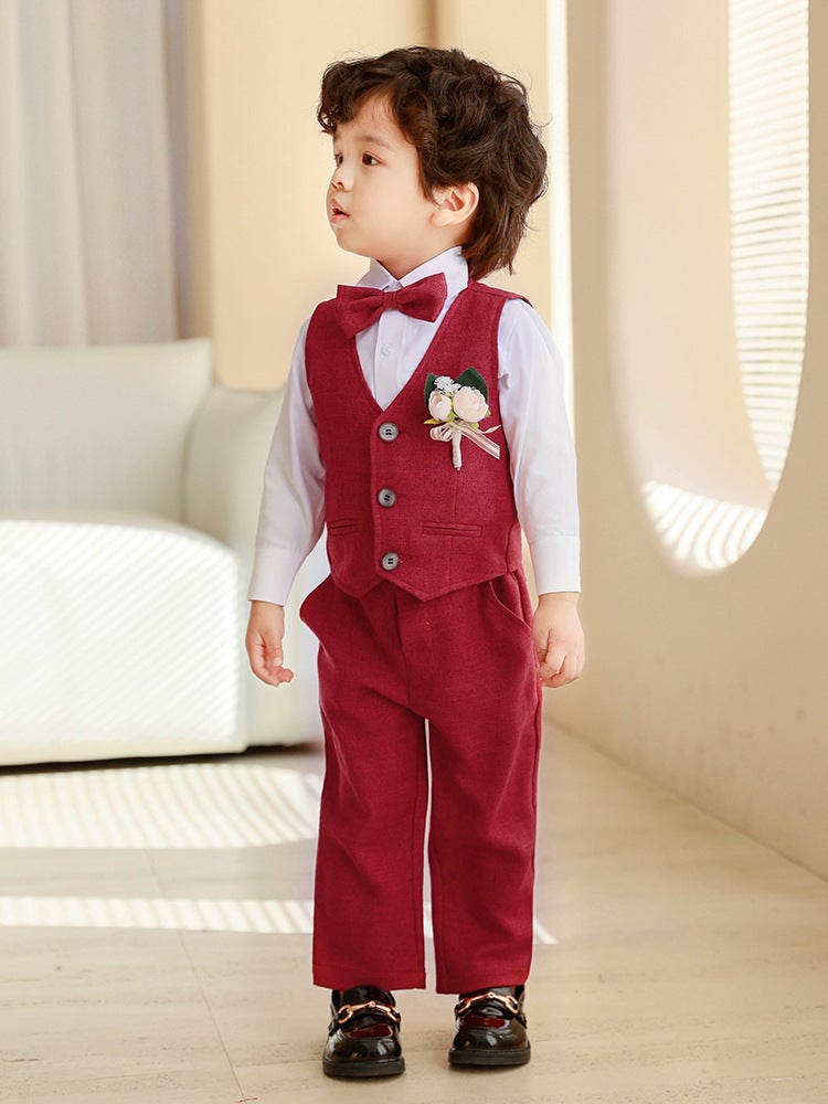 Children'S Vest Dress Suit Baby'S Birthday Host Boy Flower Girl Piano Performance Clothing - Image 4