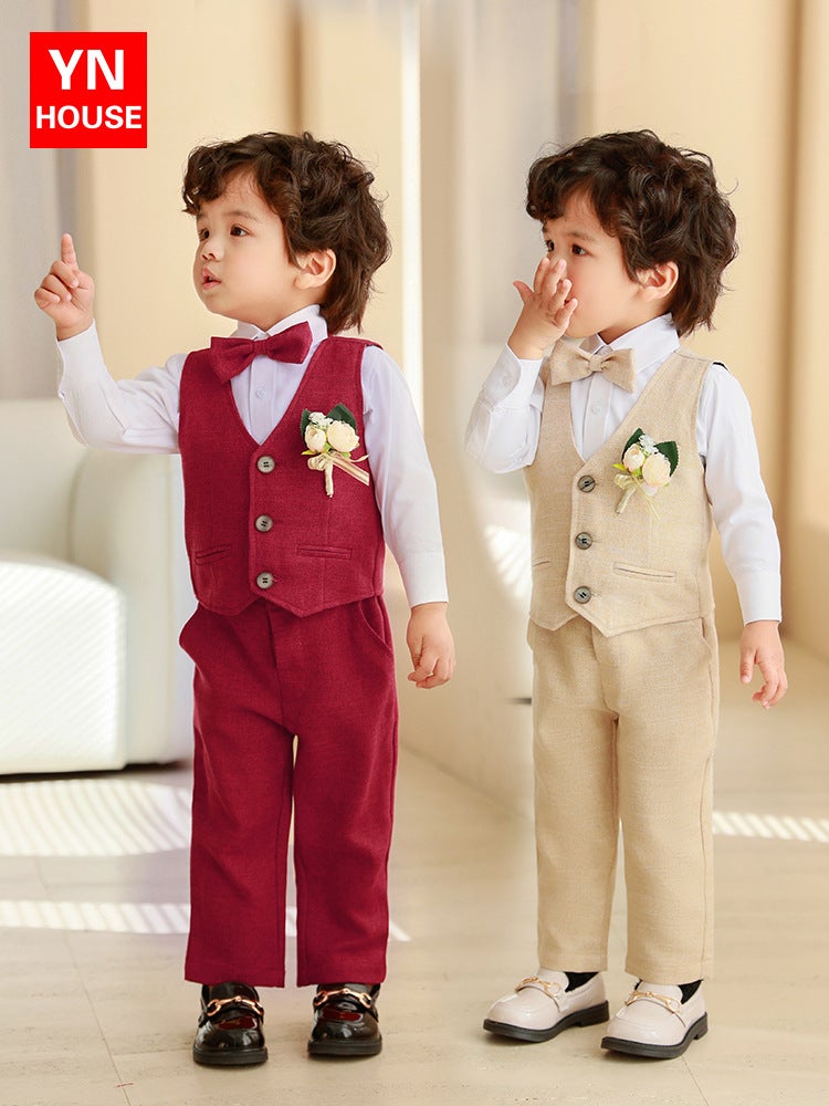 Children'S Vest Dress Suit Baby'S Birthday Host Boy Flower Girl Piano Performance Clothing - Image 2