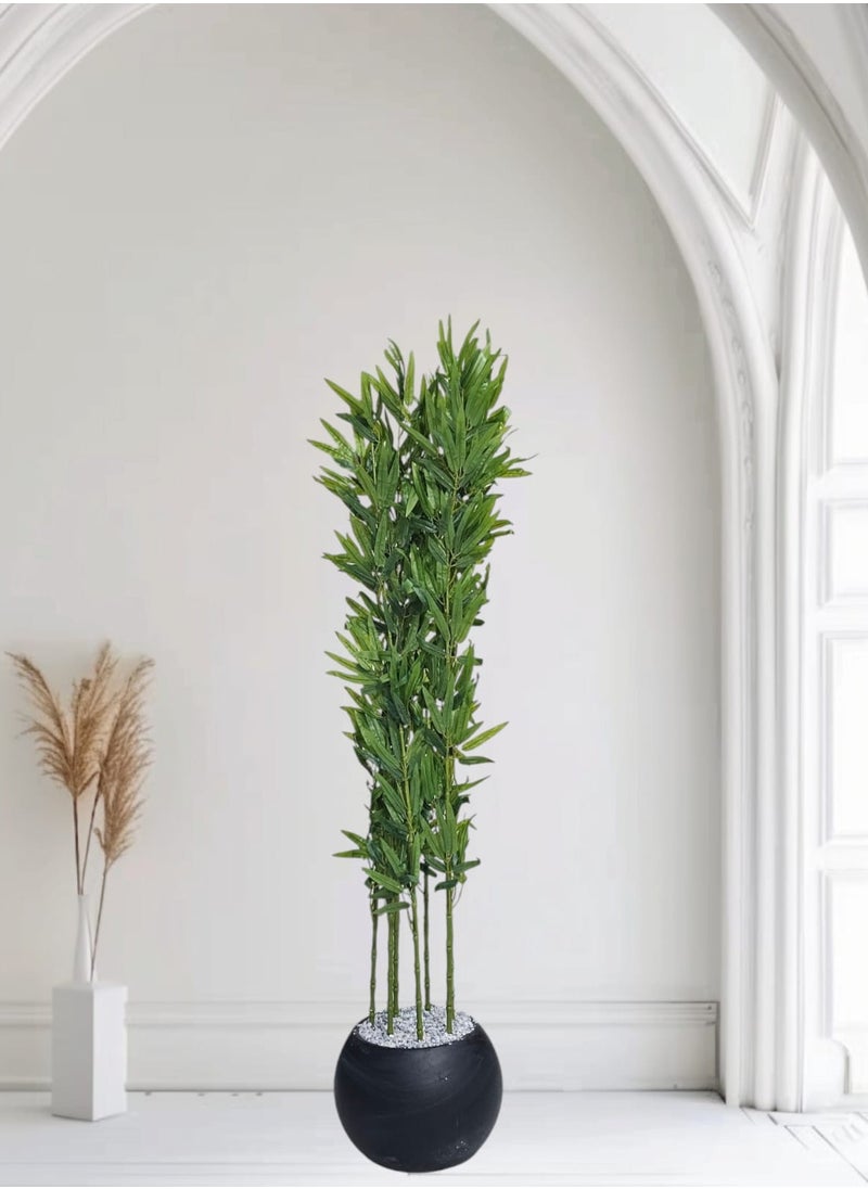 AL KHALDIYA Bamboo branches tree with a large black pot makes your home more beautiful  - Image 1