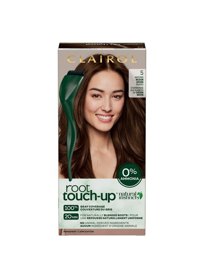 كلايرول صبغة شعر دائمة Root Touch-Up من Natural Instincts، 5 ألوان شعر بني متوسط، عبوة من قطعة واحدة - Image 1