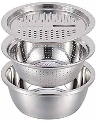 SONIQE DEVICE OF SQ SONIQE 3 in 1 Steel Bowl for Vegetable Stainless Steel Vegetable Bowl Stainless Steel Disposable Vegetable Bowl Steel Pack of 3  - Image 1