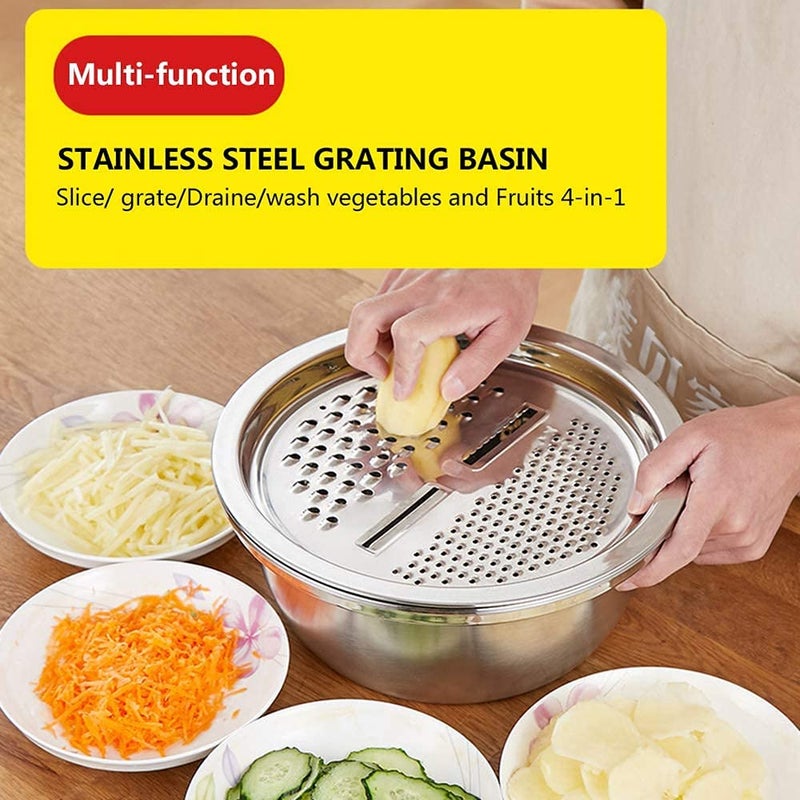 SONIQE DEVICE OF SQ SONIQE 3 in 1 Steel Bowl for Vegetable Stainless Steel Vegetable Bowl Stainless Steel Disposable Vegetable Bowl Steel Pack of 3  - Image 3