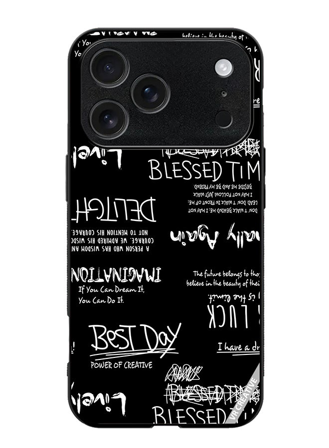 VR CREATIVE Protective Case Cover For Apple iPhone 17 Pro Max Allography And Lettering Black Design Multicolour